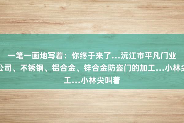 一笔一画地写着：你终于来了…沅江市平凡门业有限公司、不锈钢、铝合金、锌合金防盗门的加工…小林尖叫着